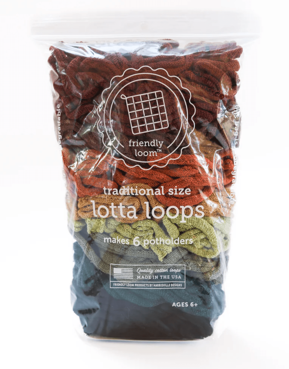 Friendly Loom Potholder Loops Earthtones Harrisville Potholder Loops - Traditional size Lotta Loops Pack