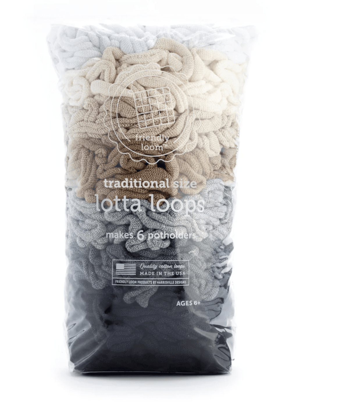 Friendly Loom Potholder Loops Neutrals Harrisville Potholder Loops - Traditional size Lotta Loops Pack
