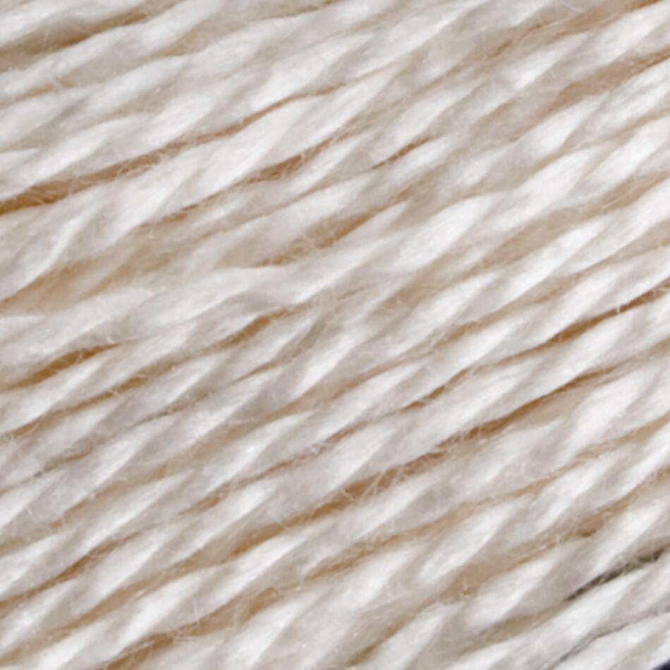 Close-up of Henry's Attic 2/12 Natural Silk Yarn (Large Cone) in cream, with twisted strands highlighting its soft, slightly shiny texture.