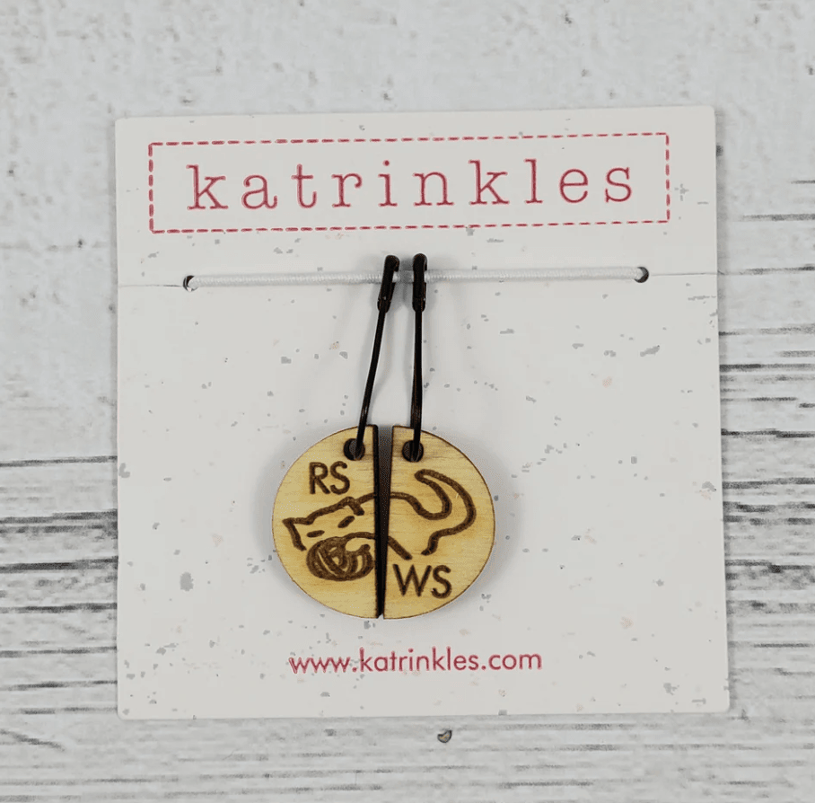 Katrinkles Stitch Markers Cat Right Side Wrong Side Progress Keeper