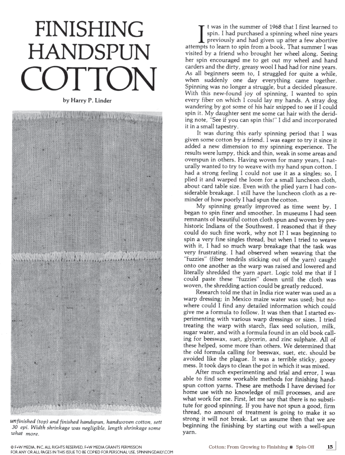Long Thread Media Books Spin-Off Presents: Cotton from Growing to Finishing: eBook Printed Copy