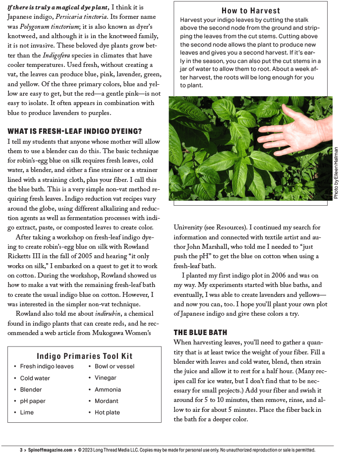 Long Thread Media Books Spin Off Presents: Natural Dye Series, Exploring Palettes from Fresh-Leaf Indigo, Madder & Woad - Spin Off eBook Printed Copy