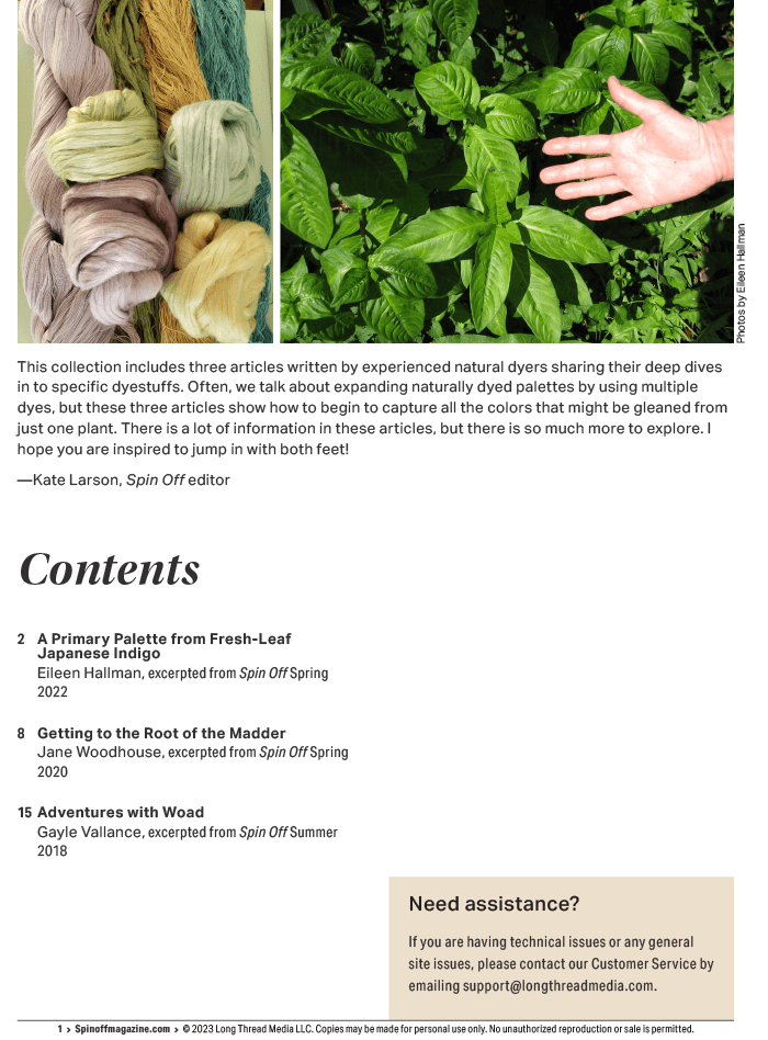 Long Thread Media Books Spin Off Presents: Natural Dye Series, Exploring Palettes from Fresh-Leaf Indigo, Madder & Woad - Spin Off eBook Printed Copy