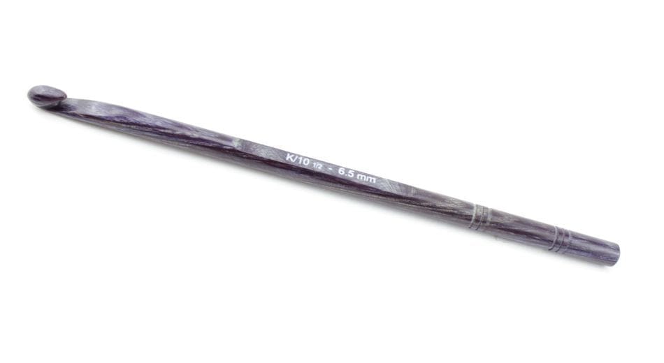 The Accessories Unlimited Knit Pro Dreamz Wooden Crochet Hook in purple, size K/10.5 (6.5 mm), is displayed on a white background.