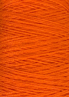 Close-up of Circulo 3/2 Looma Circulo Mercerized Pearl Cotton Yarn in vibrant orange, wound tightly in parallel layers around a mini cone, highlighting the Oeko-Tex certified fibers’ texture and subtle sheen.