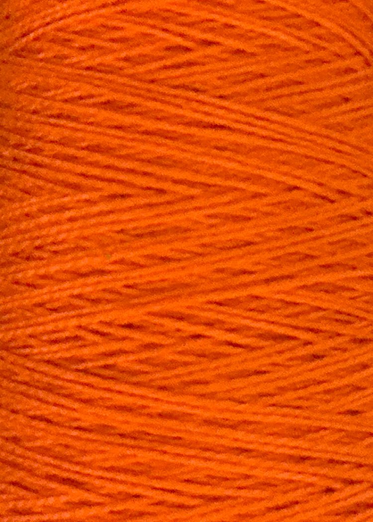 Close-up of tightly wound orange 10/2 Looma Circulo Mercerized Pearl Cotton Yarn | Mini Cone by Circulo, highlighting its detailed texture and overlapping fibers.