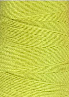 Close-up of yellow-green 3/2 Looma Circulo Mercerized Pearl Cotton Yarn wound tightly on the Mini Cone, highlighting the brand Circulo's yarn texture and fine individual fibers.