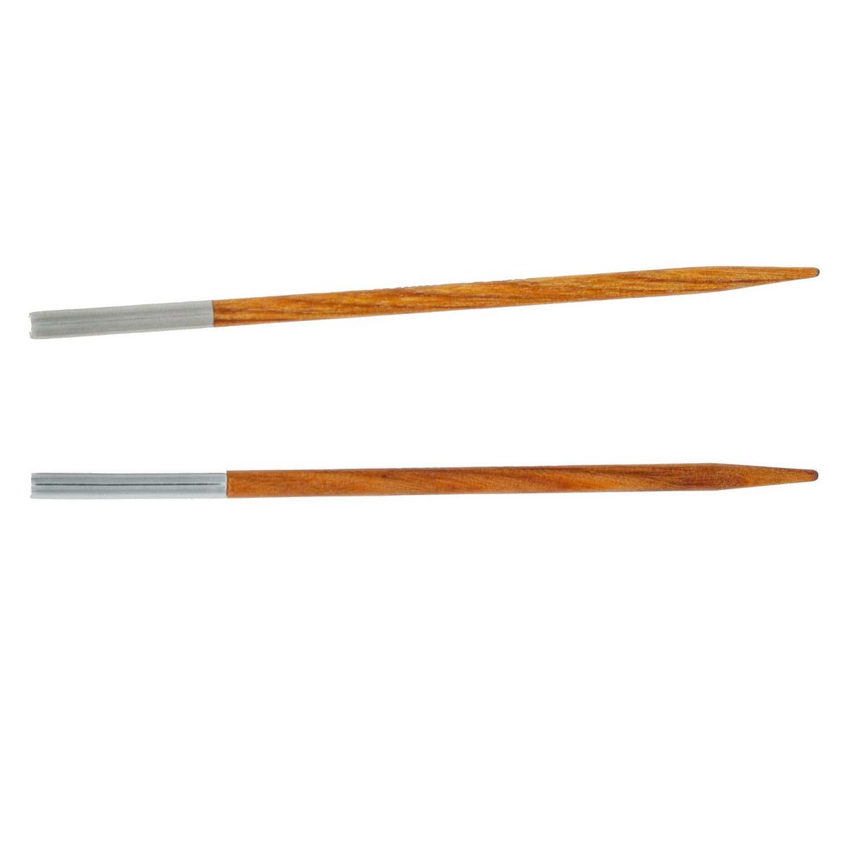 Two Knit Pro Dreamz Interchangeable Knitting Needle Tips by Accessories Unlimited, made from laminated birch with metal ends, are shown on a white background—perfect for fans of quality wooden knitting needles.