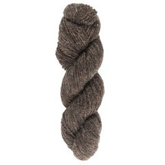 A skein of Bartlettyarns Maine Wool Yarn (Fisherman 2-Ply) by Bartlettyarns, in thick, dark brown, is twisted into a neat coil and displayed against a white background.