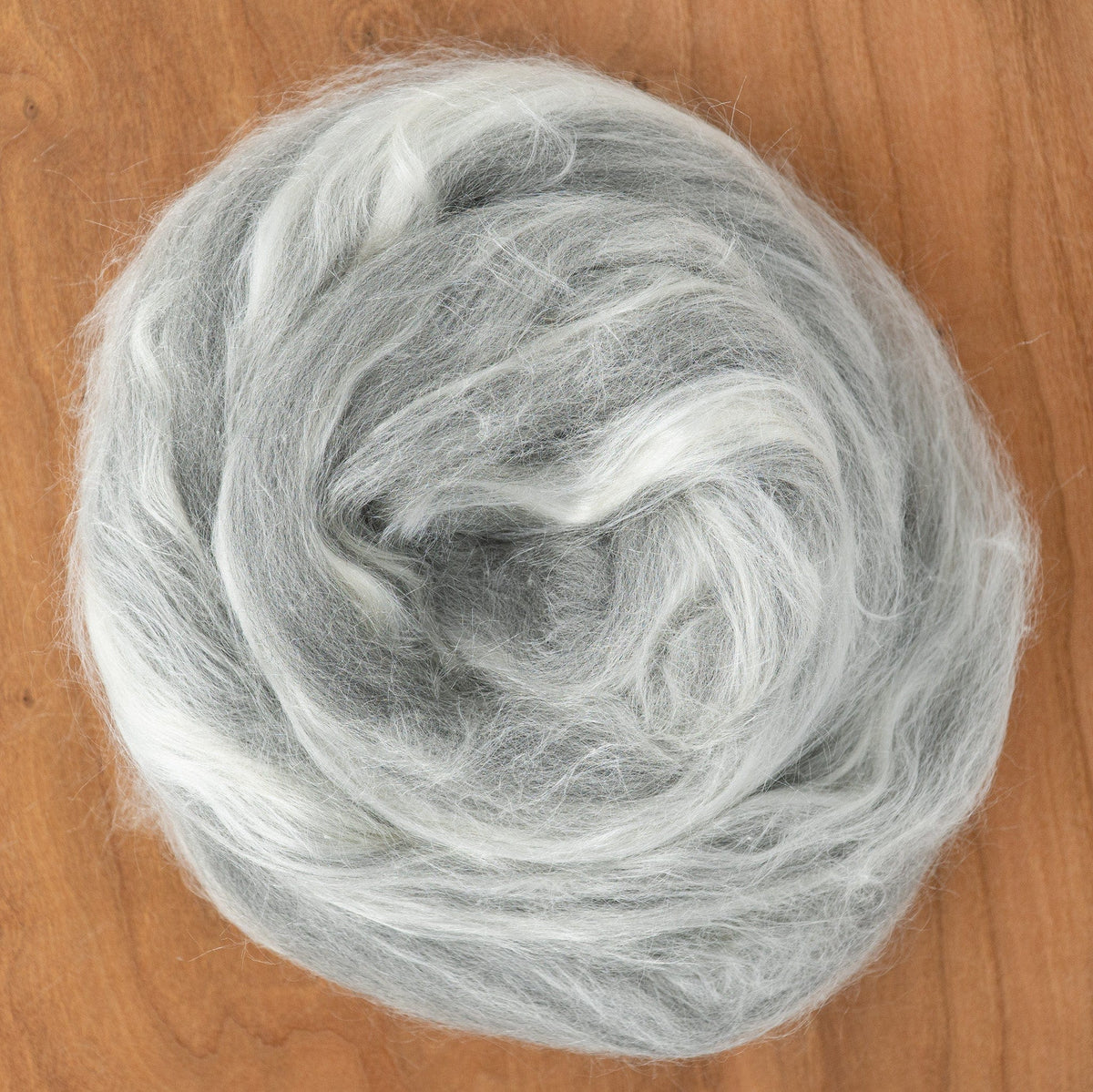 Fiber Blends Grey/White Merino Wool Tussah Silk Blend Fiber (sold by the ounce)