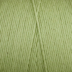 Close-up of pale green Great Northern Weaving Cotton Carpet Warp 8/4, highlighting the tightly wound fine 4-ply cotton strands and textured parallel lines.