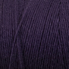Close-up view of dark purple Cotton Carpet Warp 8/4 by Great Northern Weaving, highlighting the fine, soft fibers and detailed texture of the tightly wound 4-ply cotton strands.