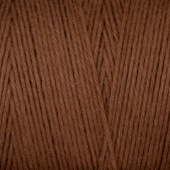 Close-up of Great Northern Weaving Cotton Carpet Warp 8/4 in brown, highlighting the 4-ply cotton fibers twisted together for a soft, even texture.