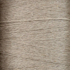 Close-up of Newport 16/2 Linen Yarn Mini-cone by Halcyon Yarn in beige, highlighting the tightly wound parallel rows and distinct linen strands.