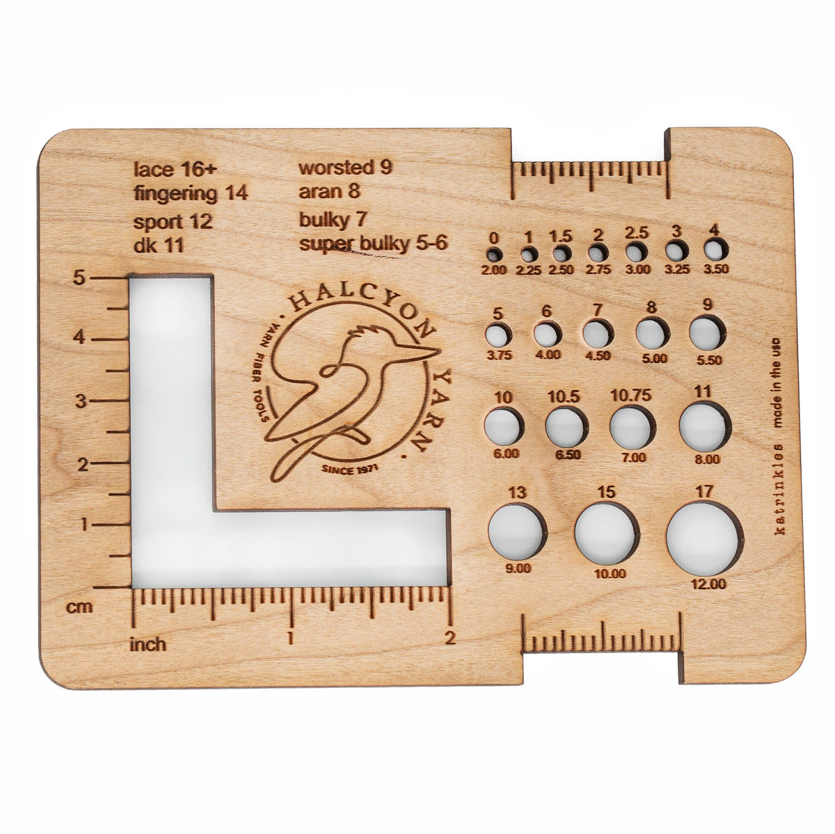 Katrinkles Knitting Gauge Rulers Needle Gauge & Wraps Per Inch Tool