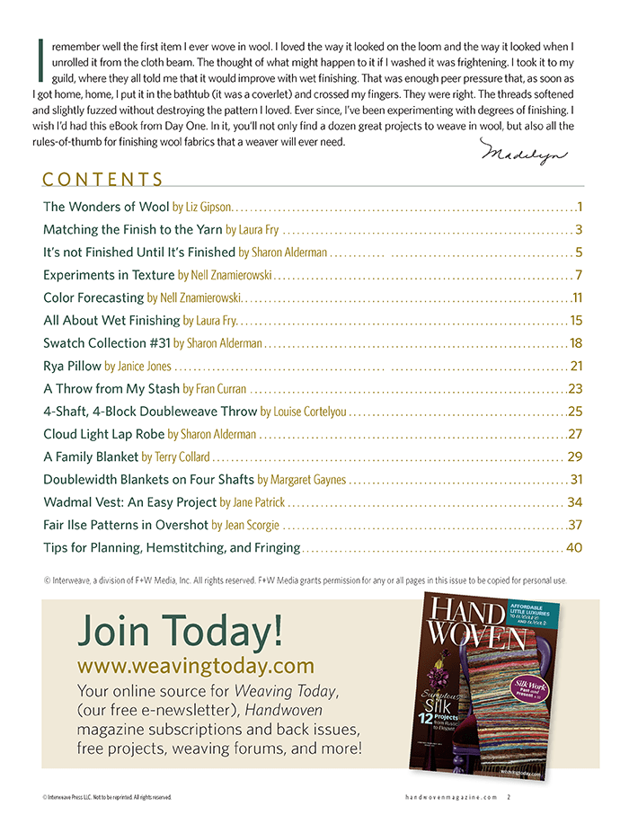 Long Thread Media Books Best of Handwoven Yarn Series: Weaving with Wool: All About Wet Finishing eBook (Printed version)