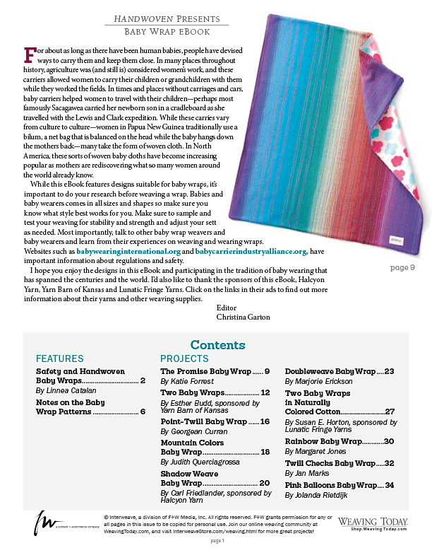Long Thread Media Books Handwoven: Baby Wrap - eBook Printed Copy