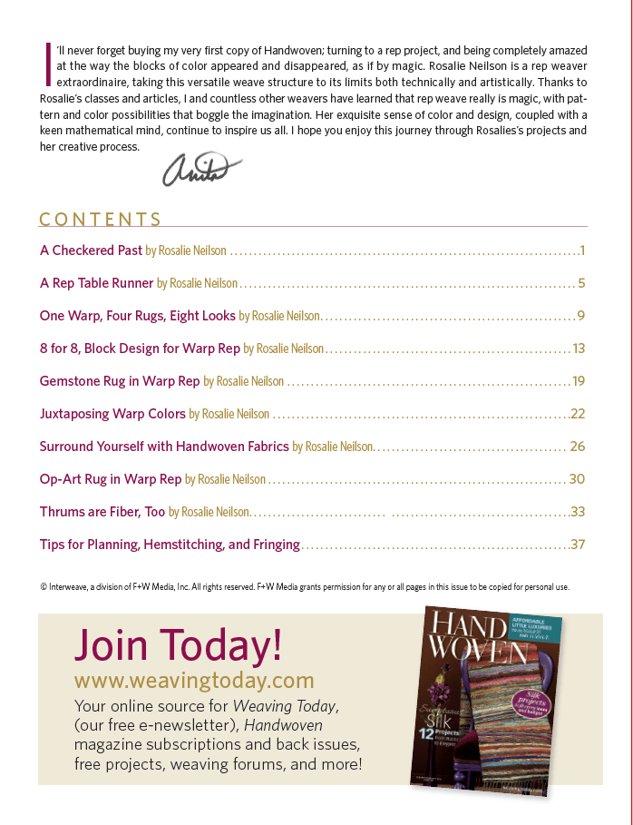 Long Thread Media Books Handwoven Master Weaver Series, Projects from Rosalie Neilson (Rep Weave) - eBook Printed Copy