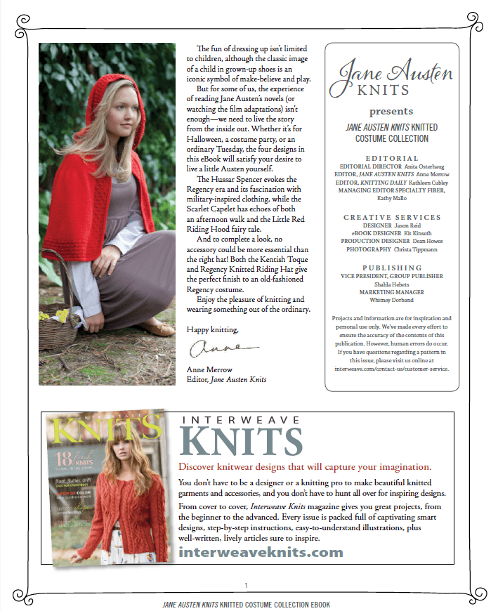 Long Thread Media Books PieceWork Presents: Jane Austen Knitted Costume Collection – eBook printed copy
