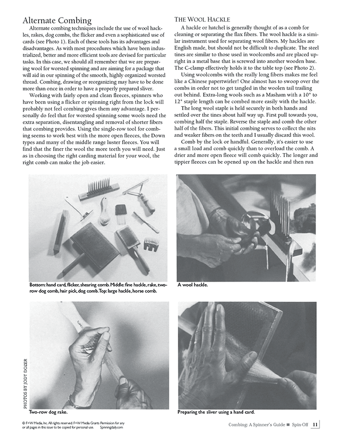 Long Thread Media Books Spin-Off Presents: Combing: a Spinner's Guide- eBook Printed Copy