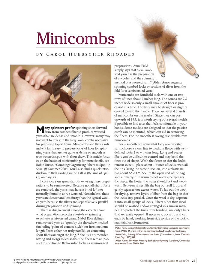 Long Thread Media Books Spin-Off Presents: Combing: a Spinner's Guide- eBook Printed Copy