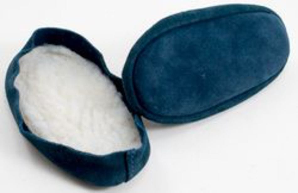 Bryson Distributing, Inc. Slipper Soles & Mitten Palms 5" - Child's shoe 3-4 / Denim Suede leather and fleece soles