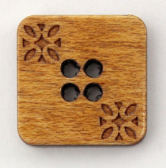 Buttons Etc. Buttons Natural Wood Square 3/4" Button